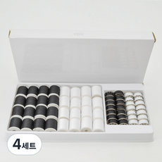 앙플러스 재봉사 보빈 밑실 미싱 실 세트, 블랙, 화이트, 4세트