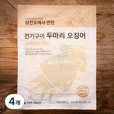 청해명가 삼천포에서 만든 전기구이 두마리 오징어, 120g, 4개