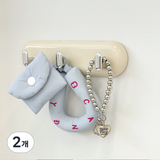 DEMIMOOD 杏仁壁掛式黏貼掛鉤 3勾, 2個, 象牙白