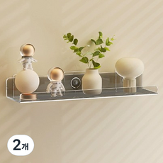 도담마켓 아크릴 벽걸이 선반 L, 투명블랙, 2개