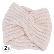 꾸지 부드러운 극세사 세안 헤어밴드 21 x 15 cm, 베이지, 2개