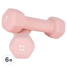 제로투헤라 네오프렌 논슬립 아령 베이비 핑크, 6개, 1kg