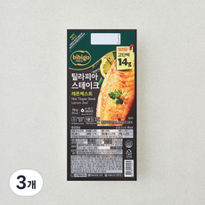 비비고 고단백 엑스트라 버진 올리브 오일로 구운 틸라피아 스테이크 레몬 제스트, 3개, 70g