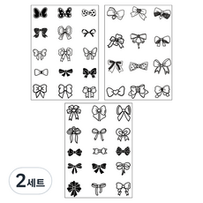 gelluna 半永久可愛蝴蝶結圖案迷你手指海娜紋身貼紙3件組, 2套, T-235