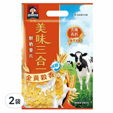 QUAKER 桂格 美味三合一麥片 金黃穀香減糖, 32.5g, 2袋