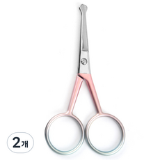 미니맥시 스테인리스 코털 정리 가위, 핑크, 2개