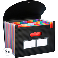 DOnG-A Pms 高級格紋封面彩虹索引A4文件夾, 25格 黑色, 3個