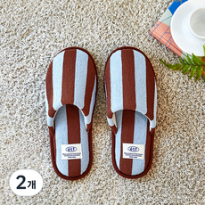 Modern House 週末毛巾布條紋拖鞋, 2個, 藍棕色