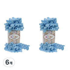 리네아 퍼피 실 핑거니팅 뜨개실, 287 터콰이즈, 6개