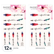 PASSET 水彩紋身貼紙, WT34, 12個