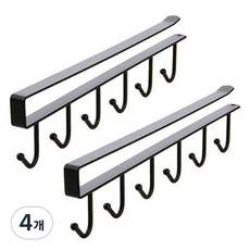 多用途層架掛鉤, 黑色, 4個