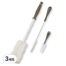 베이비베어 일자형 텀블러 세척솔 3종 세트, 브라운, 3세트