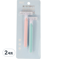 女士T型美體刀 綠色+粉色組, 2組