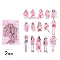 OLIVEPARTY 多巴胺女孩 人物 少女 感性 手帳貼紙 30入組, 蜜桃, 2套