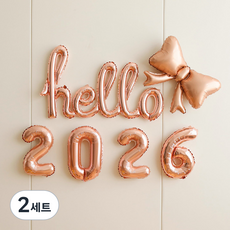피앤비유니티 헬러우 리본 풍선세트, 03 로즈 + 골드, 2세트