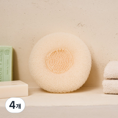 Modern House 去角質按摩甜甜圈沐浴球, IVORY, 4個, 1入