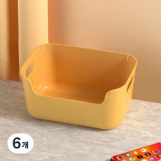 올셀 파스텔톤 다용도 수납 리빙박스, 옐로우, 6개