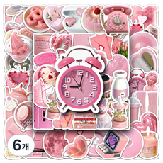 Inp 感性風防水PVC裝飾貼紙 50入, 6個, G 現代粉紅