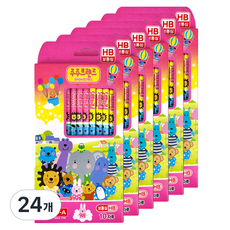 동아 주주프렌즈 연필 HB, 핑크 + 검정, 240개