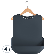 로시테라 탈부착 성인용 턱받이, 실리콘-블랙M, 4개