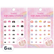 투미니 키즈 네일 스티커 2종 세트, T003 + T004, 6세트