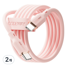 코드웨이 팔레트 C타입-C타입 초고속 충전 케이블 PD 100W, 0.6m, 멜로우 핑크, 2개