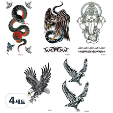 華麗系列 紋身貼紙 5件組 大型動物, 大型動物 5張, 4套