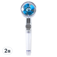 葉子小舖 渦輪增壓過濾止水蓮蓬頭 藍色 增強水壓 濾芯過濾, 2個