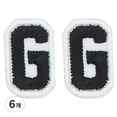 Button King 東大門鈕扣王 熱接著式刺繡字母縮寫迷你布貼 G, 6個, 黑色