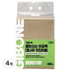 기본에 뽑아쓰는 무표백 대나무 키친타올, 4개, 300개입