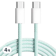 아이리버 C타입-C타입 패브릭 초고속 충전 데이터 케이블 60W, 2m, 스위트민트, 4개