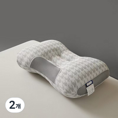 Damsoon 舒適曲線型千鳥格枕頭 800g, 2個, 灰色