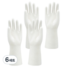 하와잇 만능 끈질긴 니트릴 고무장갑, 6세트, 대(L), 화이트