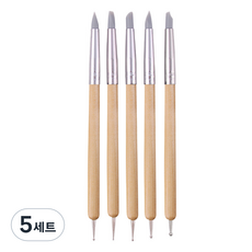 Khohimo 黏土工具 矽膠橡膠刷 圓頭筆 5件組 4W257, 木製, 5套