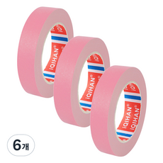 iQIHAN 彩色紙膠帶 20mm x 15m, 6個, 粉紅色
