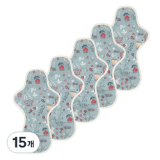 eechae 花朵一體成型棉質衛生棉 Blue Koi, 夜用, 15個, 1入