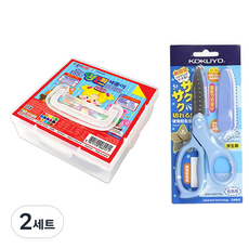 종이나라 11000 양면 색종이 케이스 300매 + 고쿠요 SAXA 플라이 캡 가위 블루 세트, 2세트, 30색