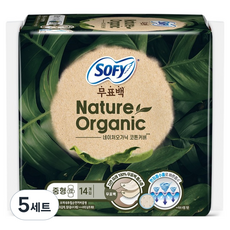 쏘피 무표백 네이처오가닉 생리대 날개형, 중형, 14개입, 5세트