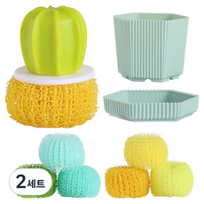 韓國 GNY 仙人掌手柄菜瓜布 + 掛架 + 補充包 6入組 淺綠薄荷