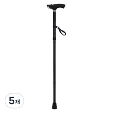 벨리카 클래식 휴대용 접이식 5단 길이 조절 라이트 1발 지팡이 LC-01, 블랙, 5개