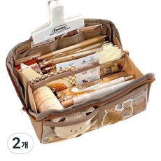 特別商店 男學生 女學生 大容量 透明窗 可擴展型 鉛筆盒, 焦糖棕, 2個