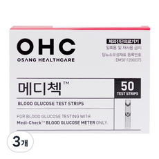 오상헬스케어 메디첵 개인용 혈당 검사지, 50개입, 3개