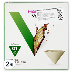 하리오 커피필터 여과지 VCF-01-40M, 40개입, 2개