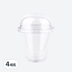 투고팩 PET 시음 소스컵 140ml + 무타공 돔뚜껑 세트, 4세트