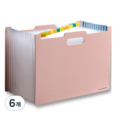 可調節長度直立式13格文件收納盒, 粉紅色, 6個