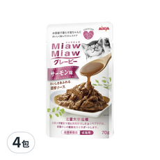 AiXiA 妙喵 濃厚主食軟包 有助貓咪減壓30% 嗜口性提升 完食率≧99.9%, 鮭魚, 70g, 4包