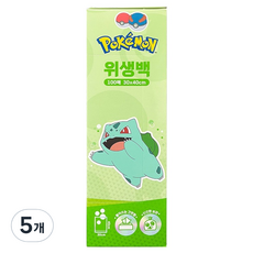 롯데이라이프 포켓몬 이상해씨 위생팩 30cm x 40 cm, 대(L), 5개, 100개입