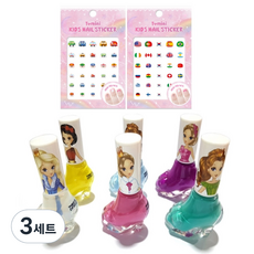 2迷你兒童公主美甲+指甲貼套裝 T011T012, 6種水性指甲油+2種貼紙, 3組