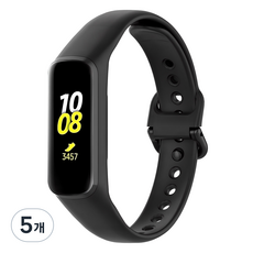 루아러블 갤럭시 핏2 시계줄 베이직 스포츠 밴드 실리콘 스트랩, 블랙, 5개