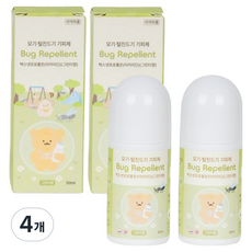 아가드 이카리딘 벅스넷프로롤온 모기기피제 그린티향 화이트, 4개, 50ml